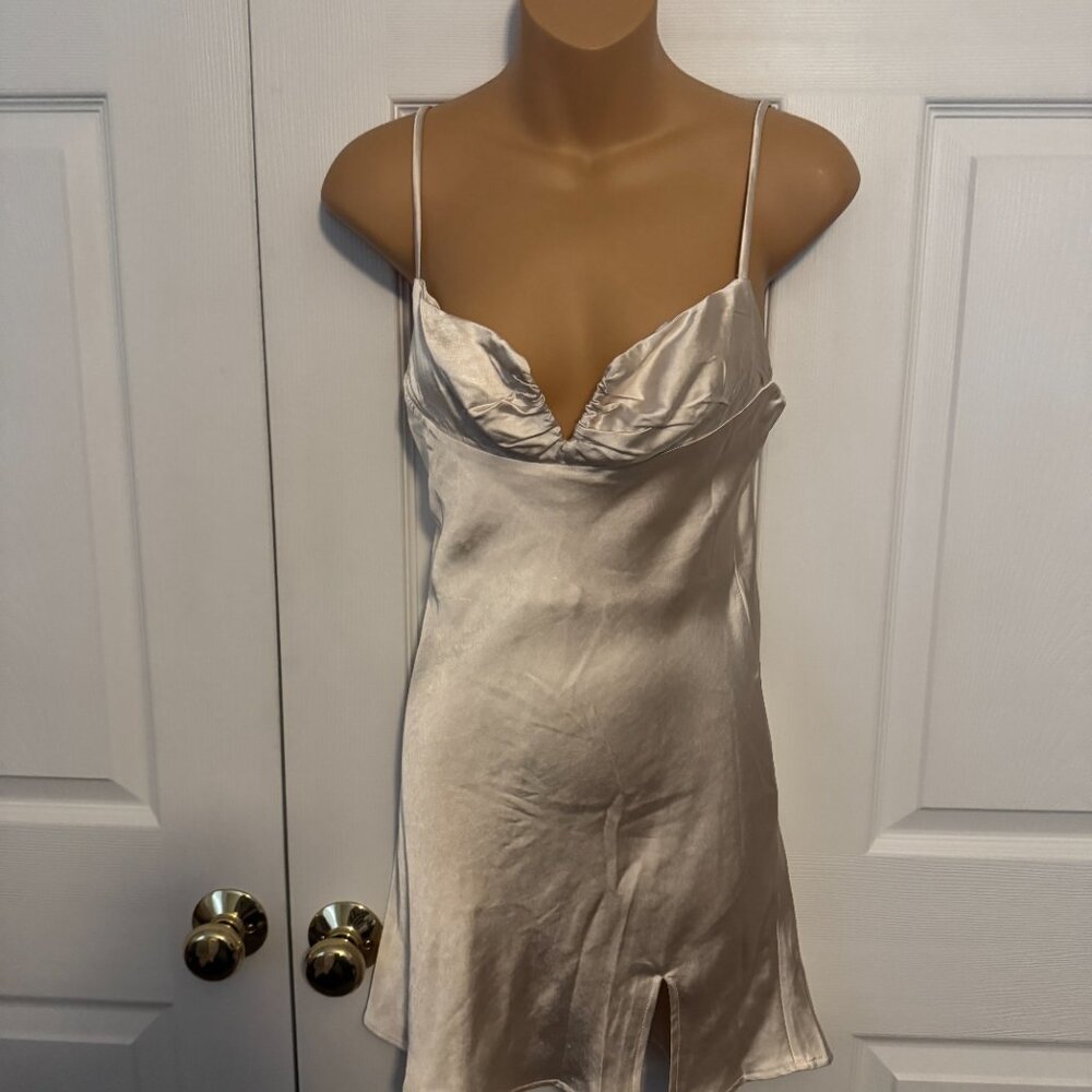 NWT Princess Polly Hewlett Champagne Silky Mini Dress Size 2